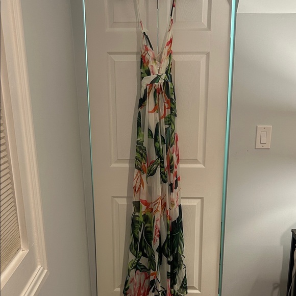 Luxxel Floral Maxi Dress with Green and Pink Accents - Picture 5 of 6